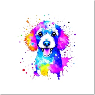 Colorful Poodle Splatter Art - Elegant Canine Expression Posters and Art